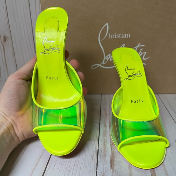 Christian Louboutin Just Arch 100 PVC Slide Sandal Flou Yellow Sz 37 / 7 - Picture 5 of 13